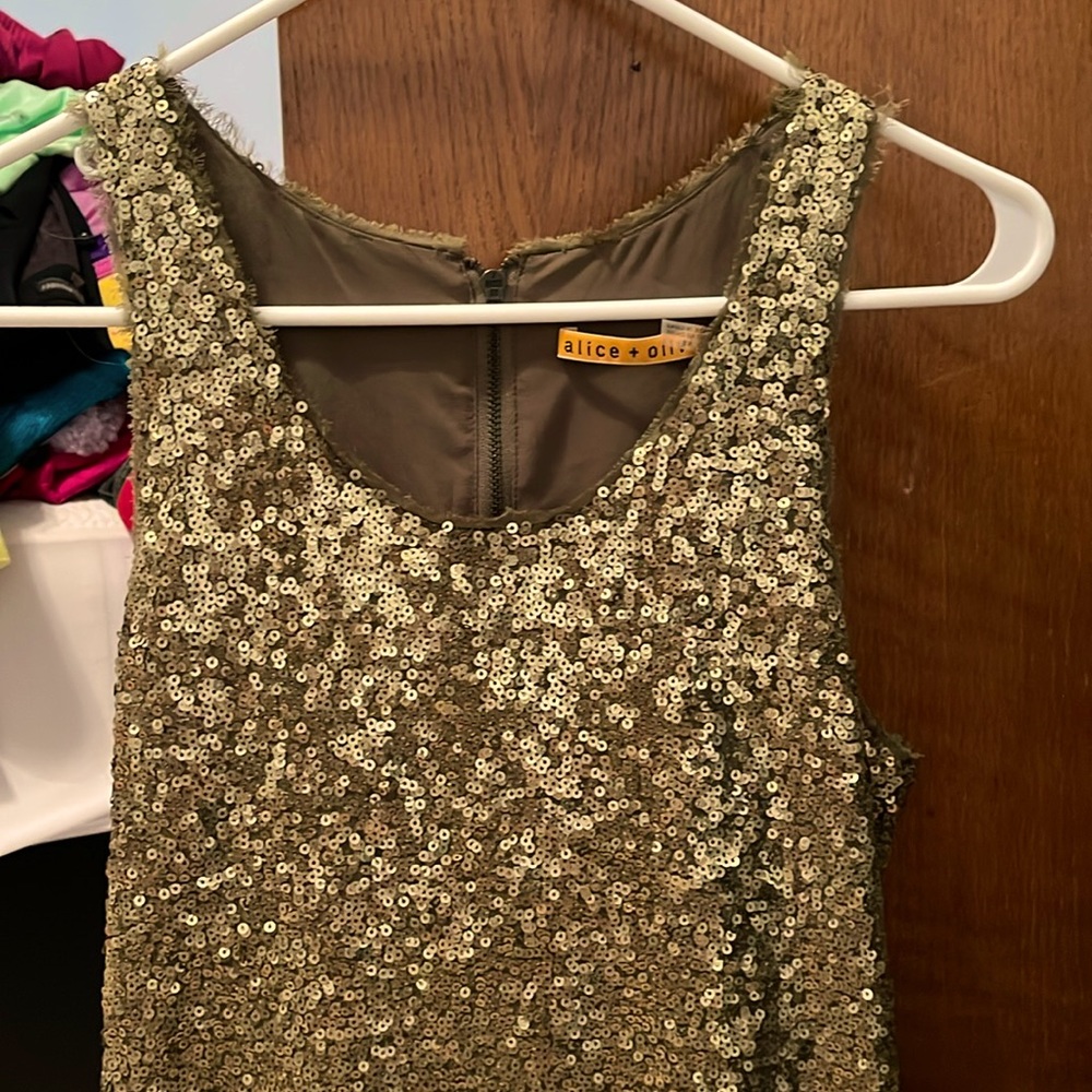 Darling like new olive sequin tank dress
